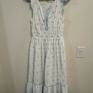 Rachel Zoe White Dress with Blue Floral Accents
